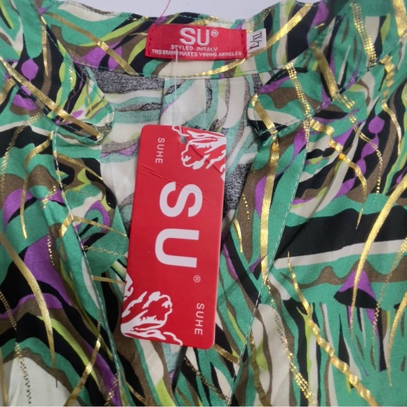 SUHE Styled Italy Abstract Swirl Maxi Dress - Green Purple
Gold - Size L / XL - Picture 7 of 8